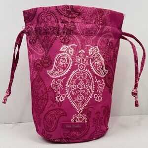 Vera Bradley Lighten Up Mini Ditty Bag Pink Paisley Drawstring Pouch Lined 10"